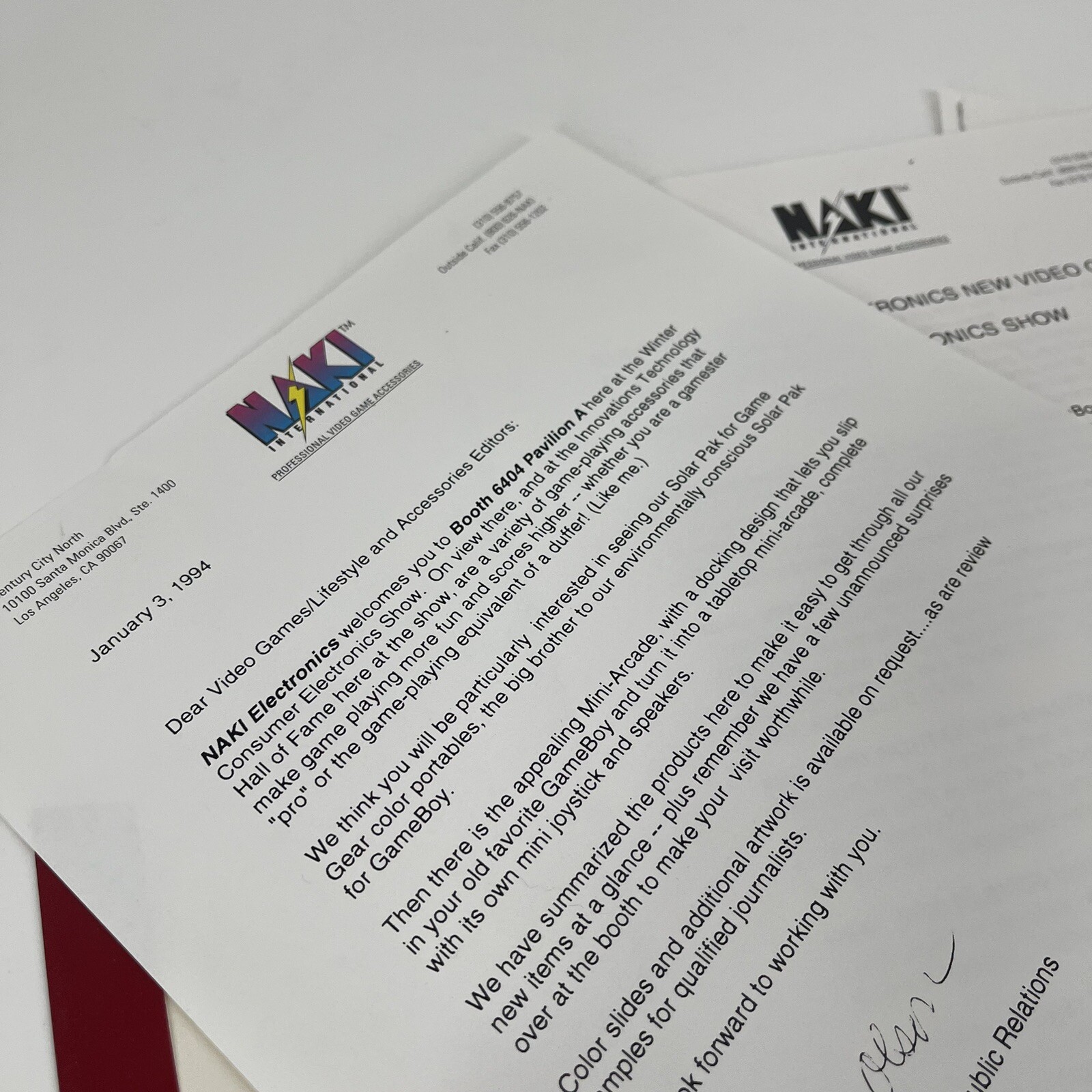 Naki International Professional Video Games Winter CES 94 Press Media Kit