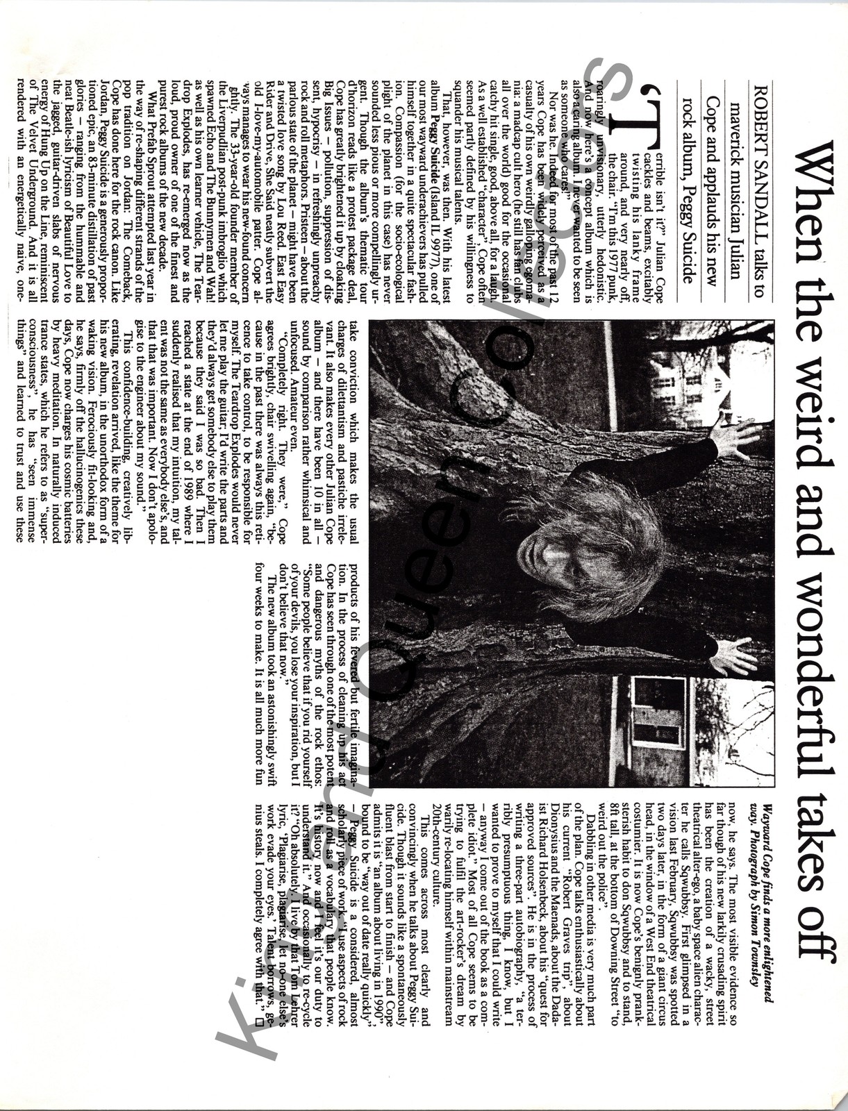 Julian Cope Original Press Kit Information Sheet Peggy Suicide