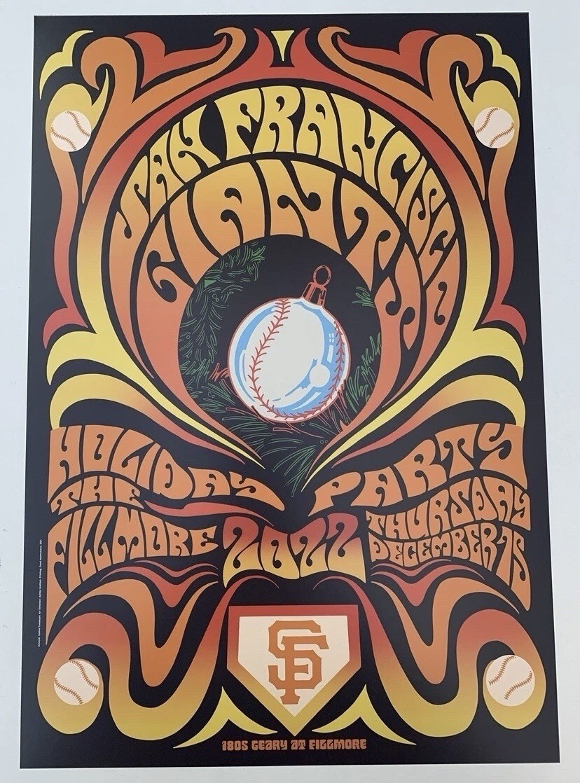 RARE!! San Francisco Giants Holiday Party Poster 12/15/2022 The Filmore 13”x19”