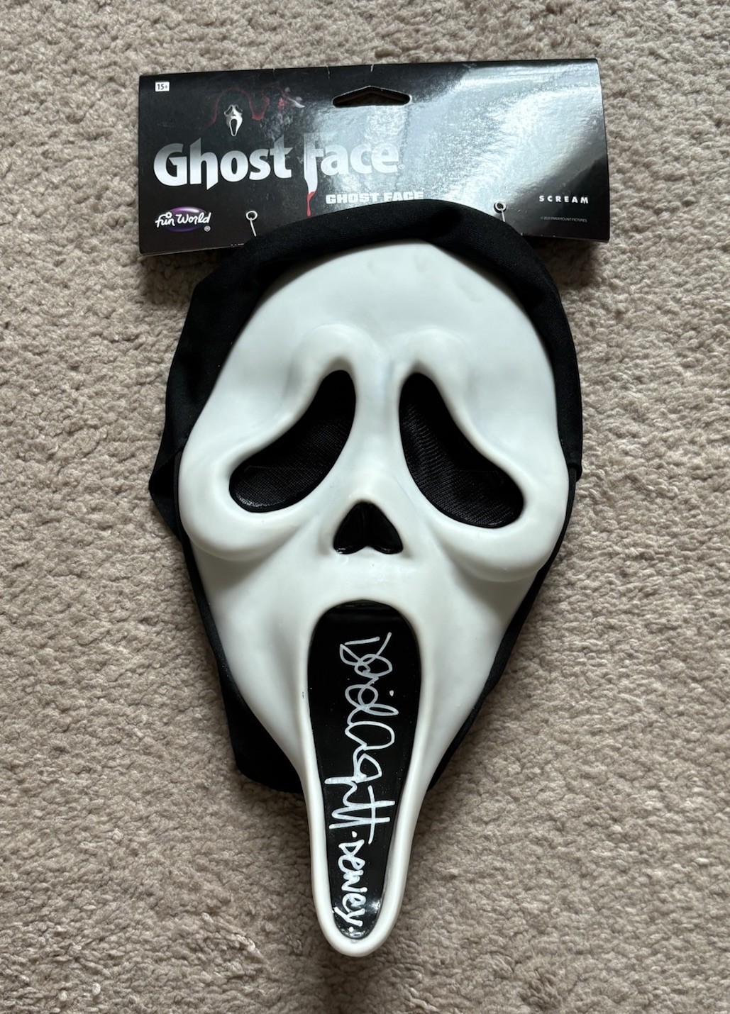 David Arquette Signed Autographed Ghost Face Mask Scream Dewey JSA WITNESS COA!