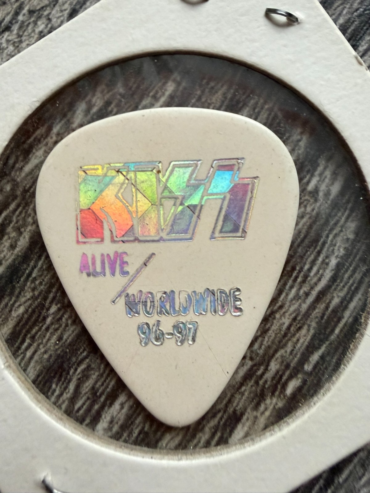 KISS Guitar Pick ACE FREHLEY Alive Reunion Tour White Silver Prism Vintage Kiss