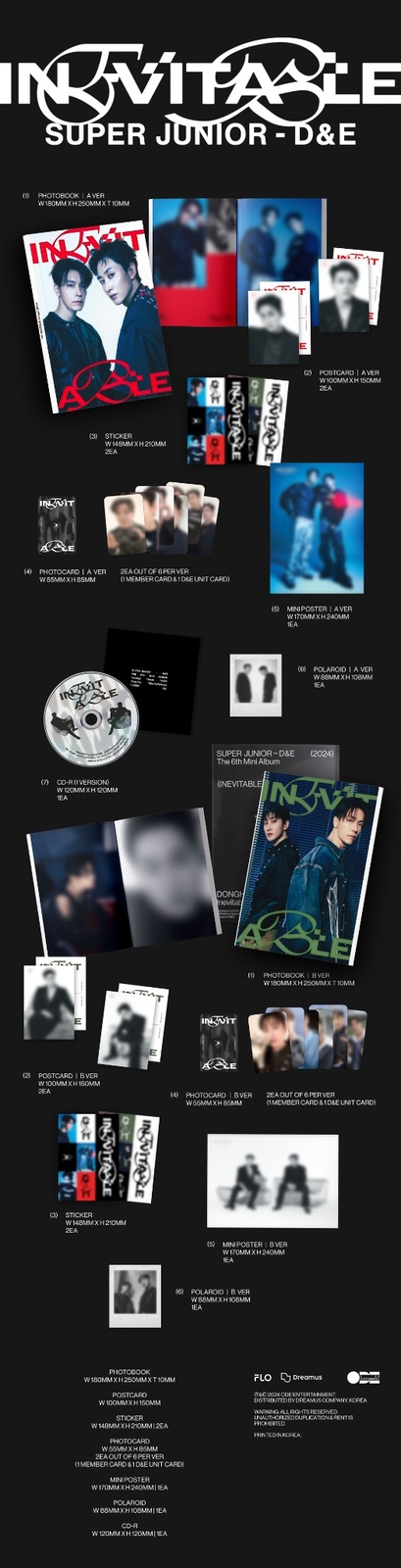 SUPER JUNIOR D&E INEVITABLE 6th Mini Album 2SET CD+Photobook+Photocard+Etc+TR#