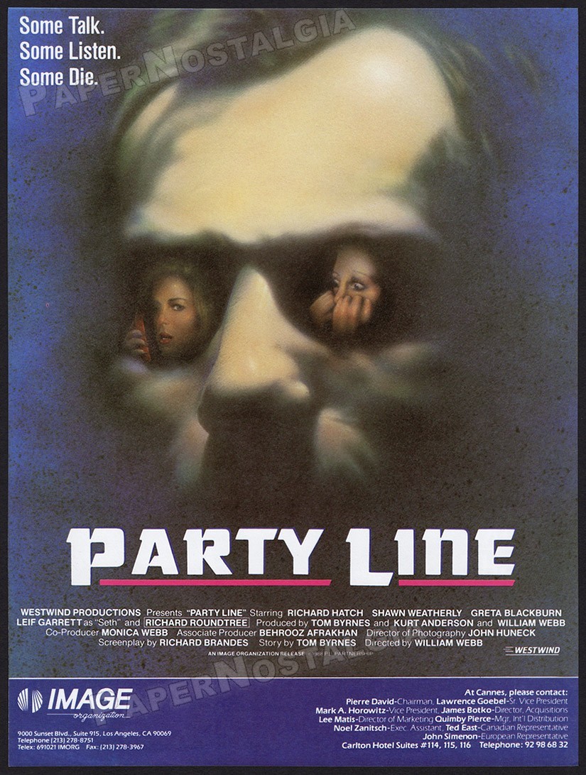 PARTY LINE – Original 1988 Trade AD / ADVERT – Leif Garrett – Richard Roundtree