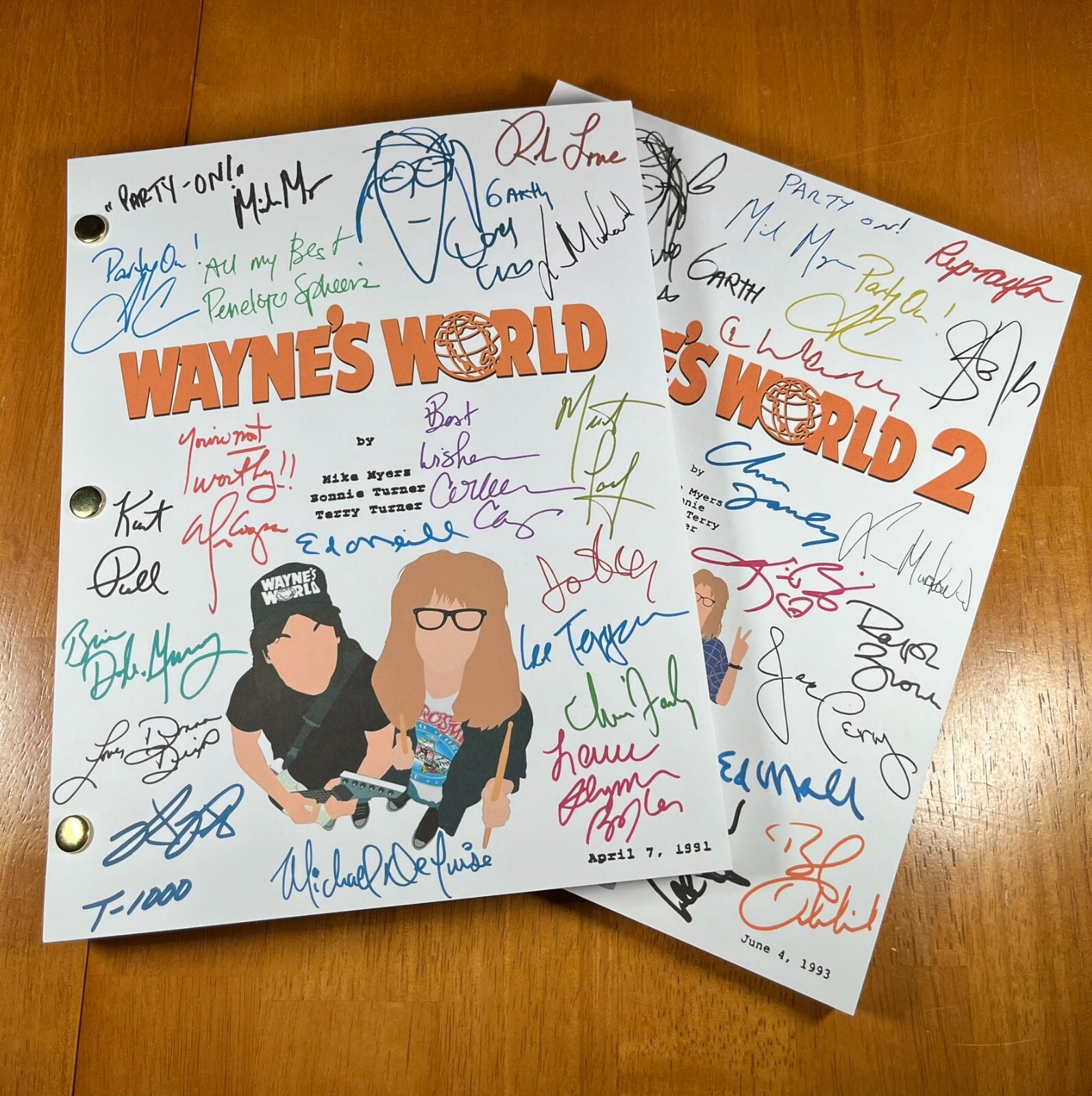Wayne’s World & Wayne’s World 2 Scripts Signed- Autograph Reprints