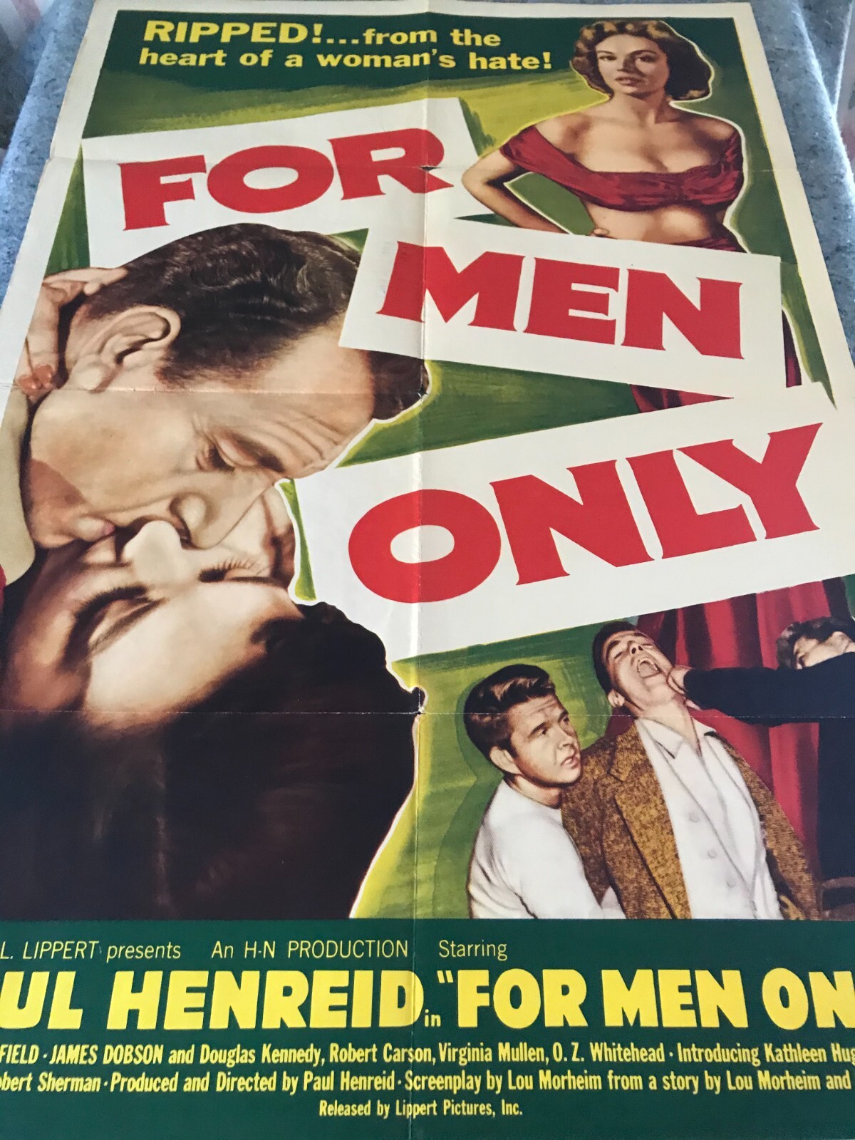 FOR MEN ONLY 1952 ORIGINAL 1 SHEET MOVIE POSTER 27″x41″ (G/VG) KATHLEEN HUGHES