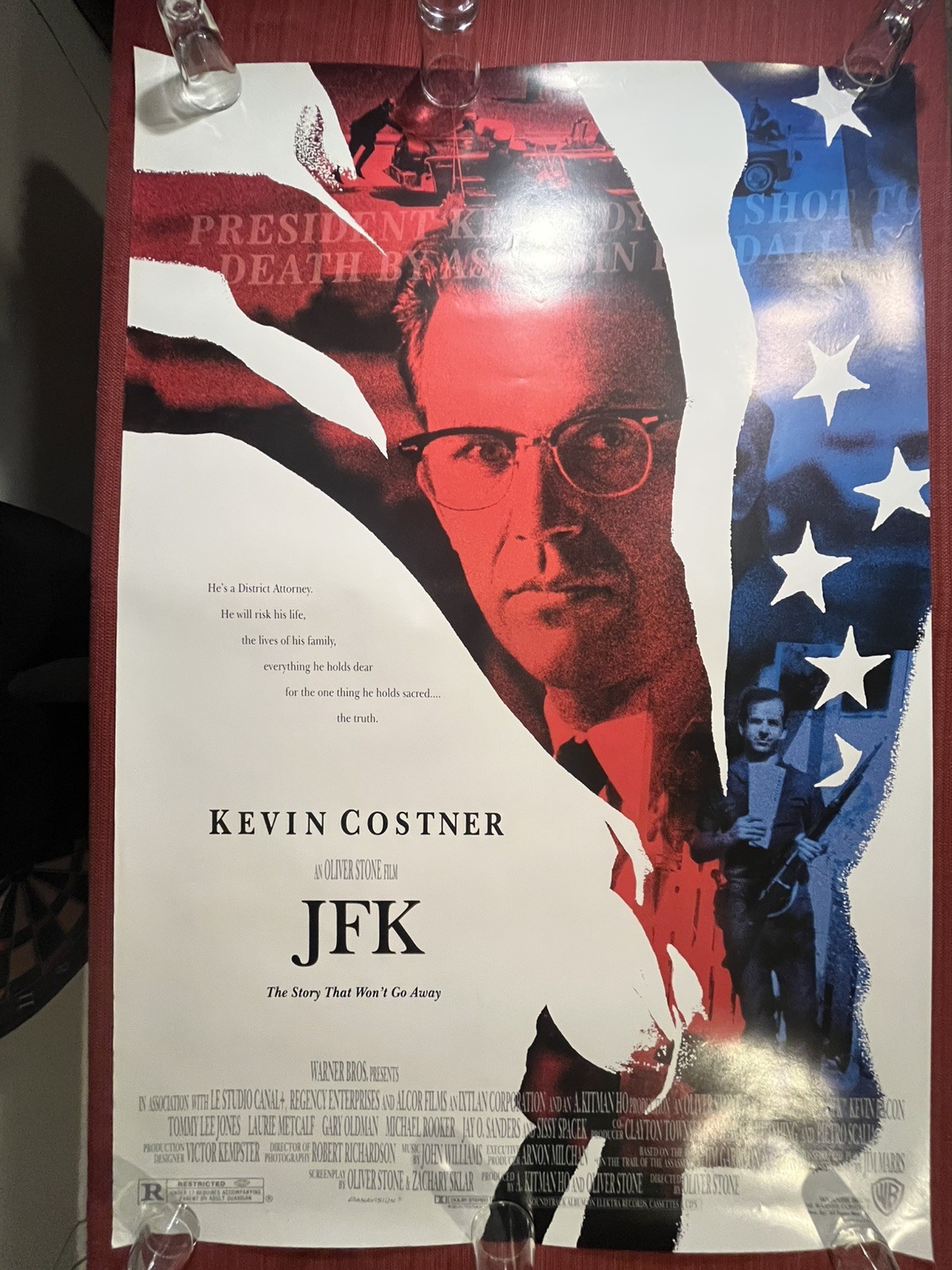 JFK (1991) ORIGINAL Movie Poster, Double Sided 27×41 Kevin Costner EX Condition