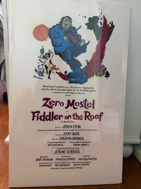 Original Broadway Zero Mostel in Fiddler on the Roof 14″ X 22″Window Card/Poster