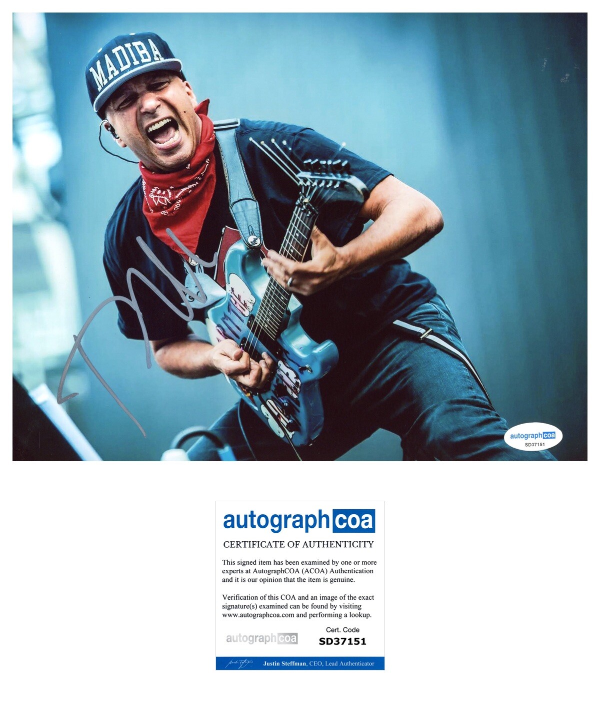 Tom Morello ‘Rage Against The Machine’ Band Lead Singer Signed 8×10 Photo ACOA