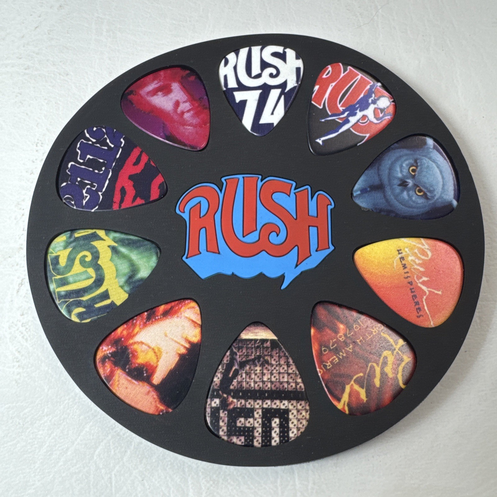 Rush Rock Band 10 Guitar Pick Fridge Magnet Rush Logos 4.5 in Diameter