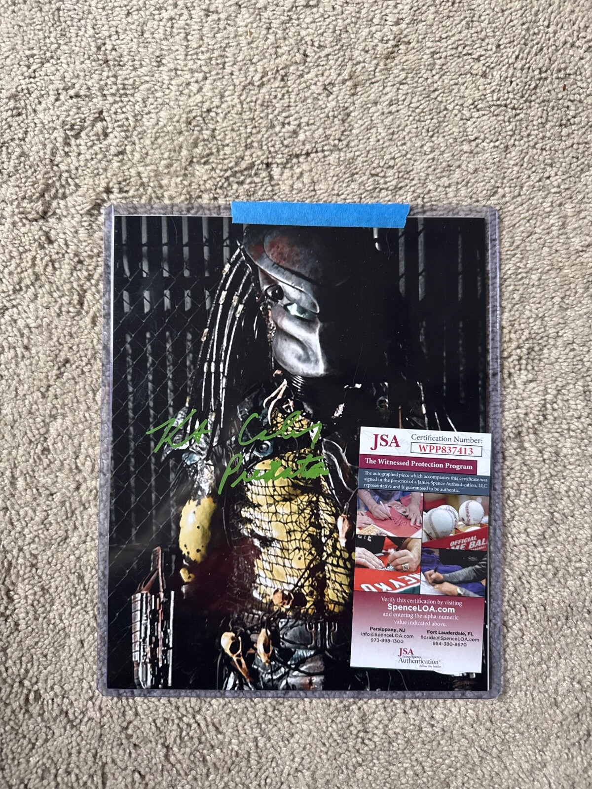 kurt carley predator autograph 8×10