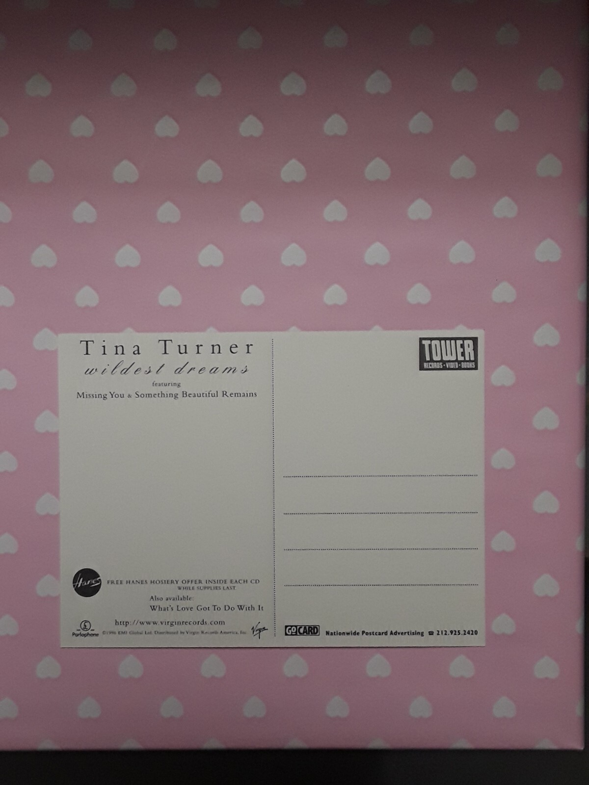 Tina Turner wildest dreams 1996 Postcard Advert for Hanes Hosiery EMI Global