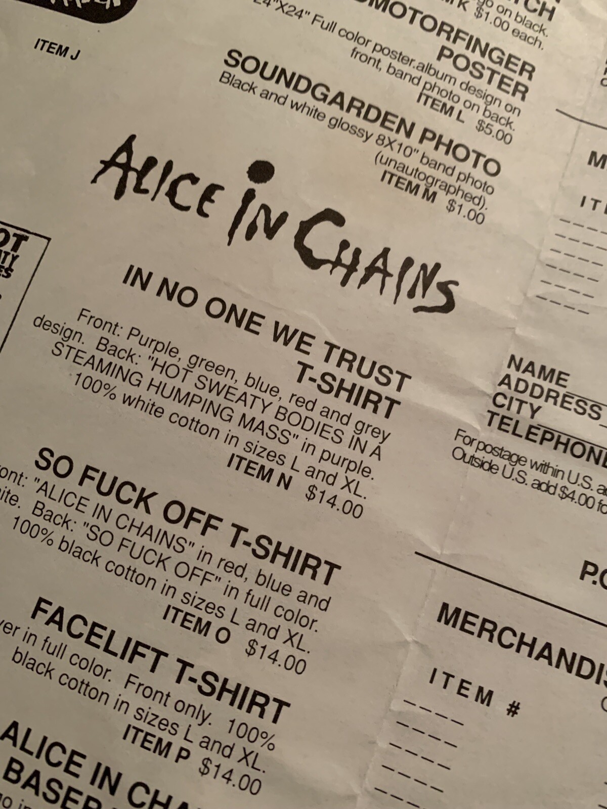 Alice In Chains Fan Club Soundgarden Mother Love Bone Layne Staley Pearl Jam
