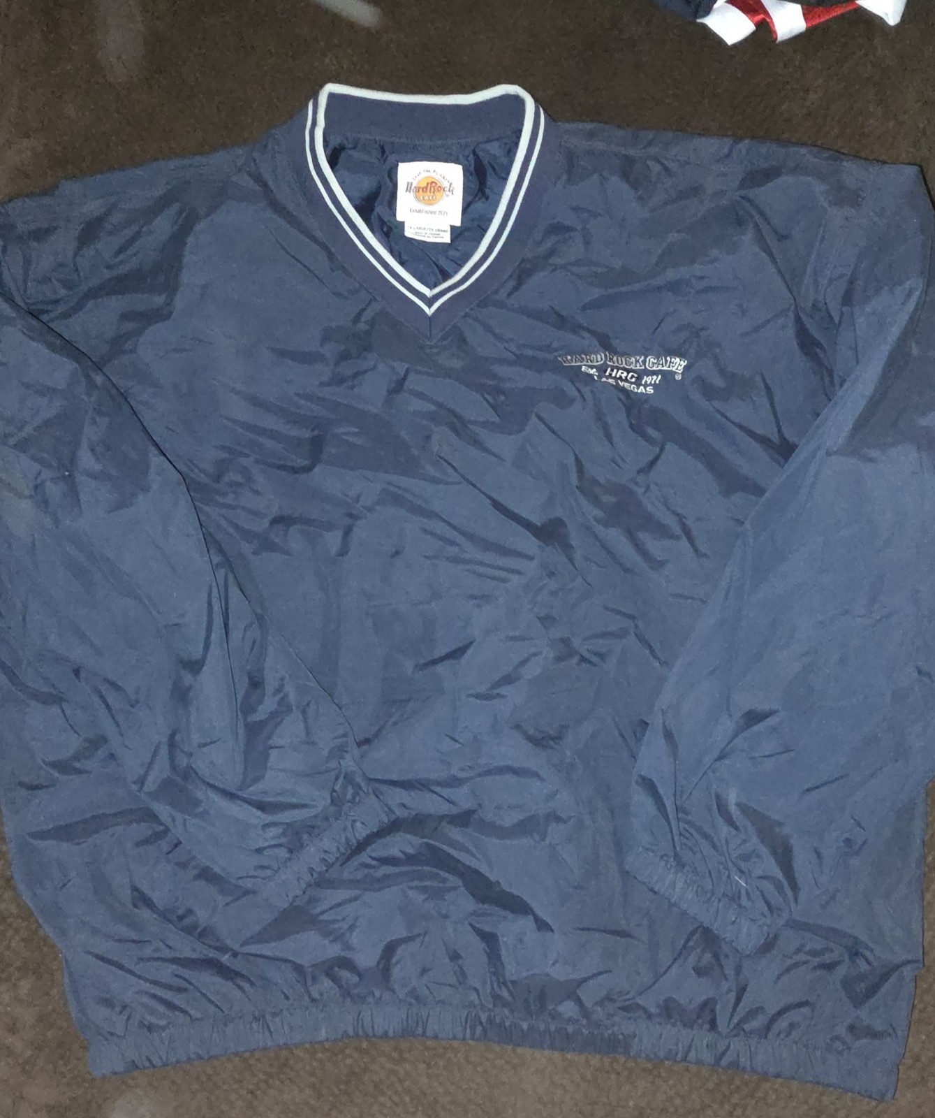 Hard Rock Cafe Wind Breaker Pullover Navy Blue Las Vegas 2xl