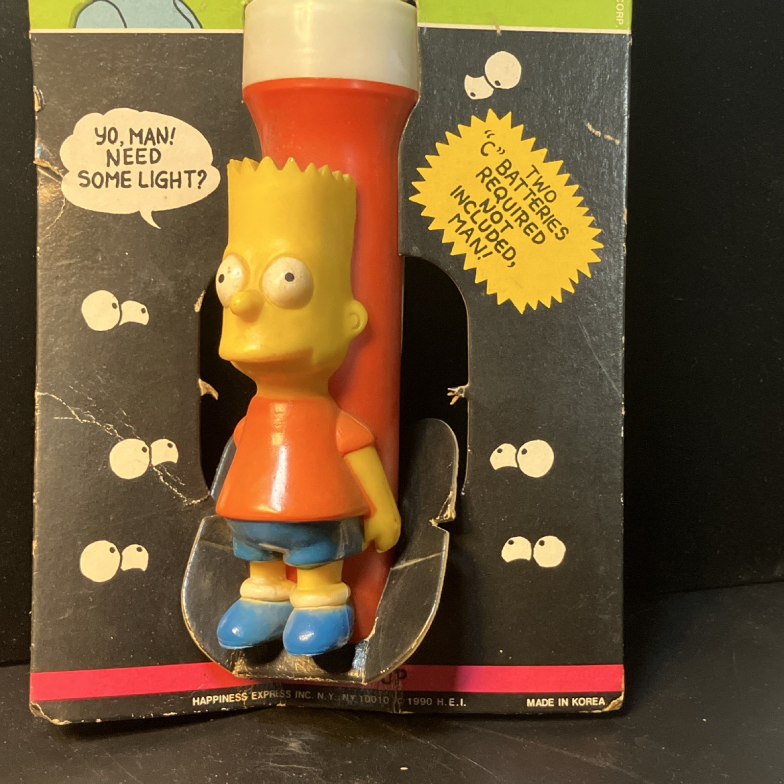 The Simpsons Bart Simpson Flashlight w/ Card Package TM & © 1990