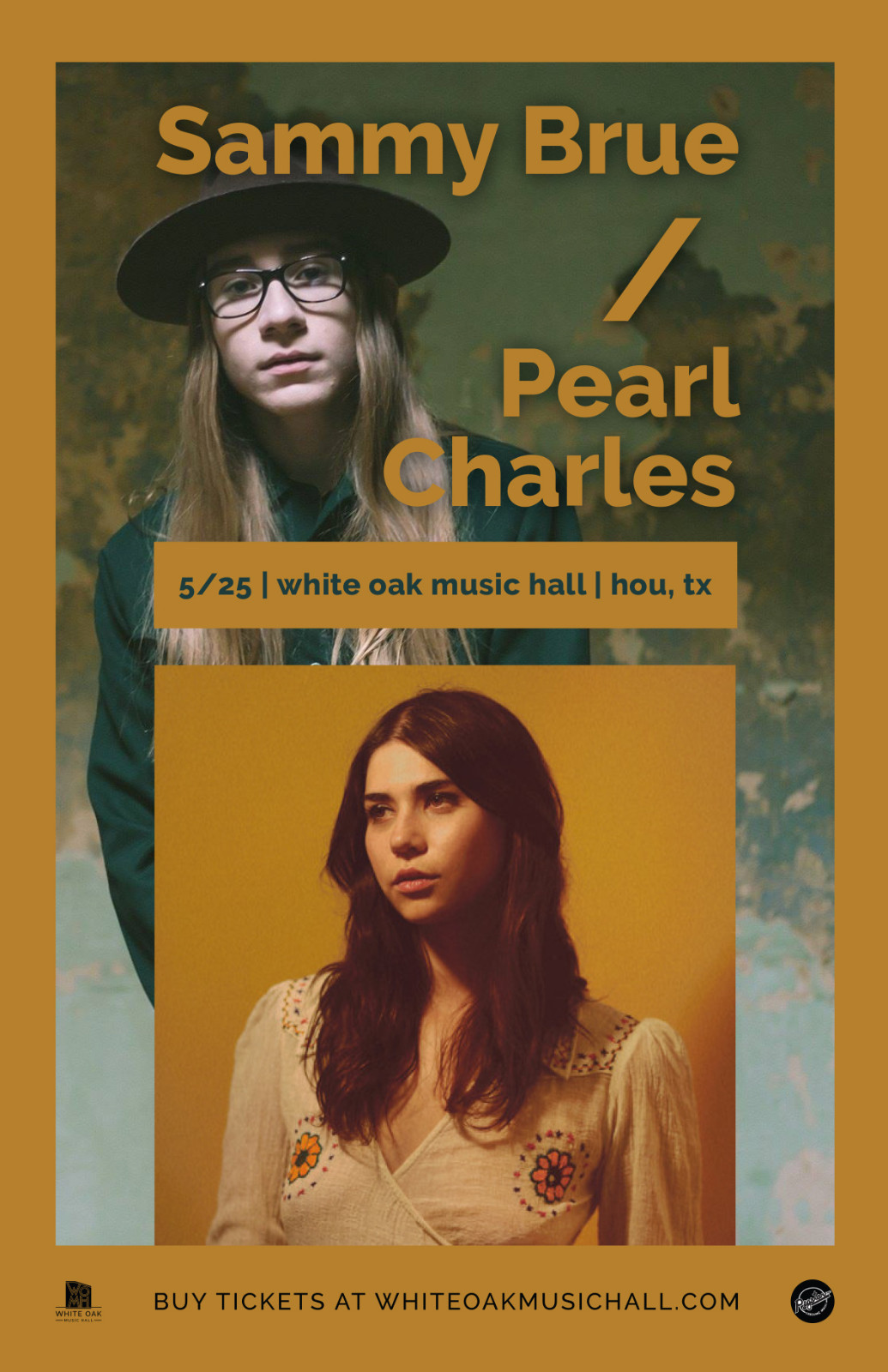 SAMMY BRUE / PEARL CHARLES 2018 HOUSTON CONCERT TOUR POSTER-Folk, Americana, Alt