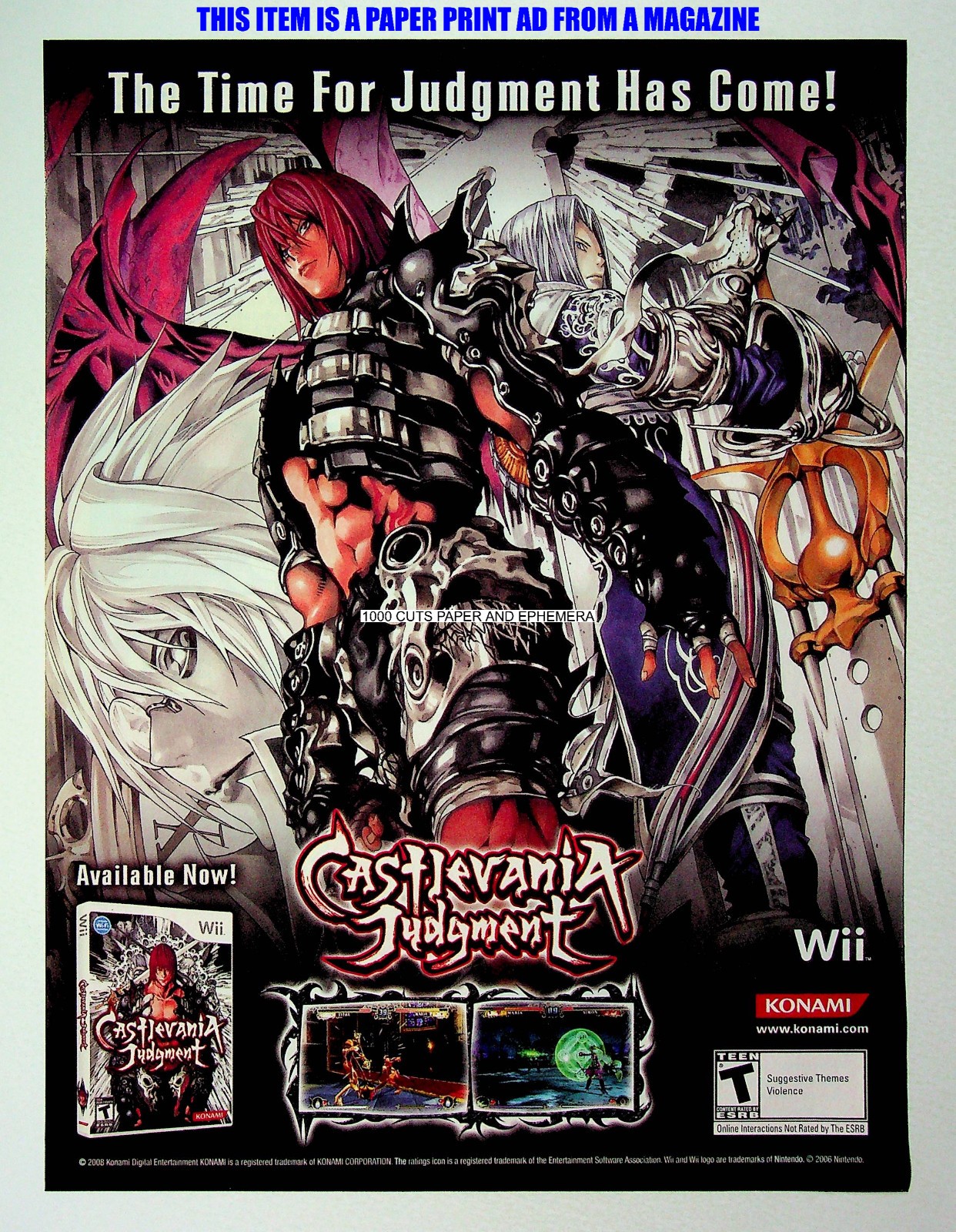 Castlevania Judgement Konami Nintendo Wii 2009 Print Magazine Ad Poster ADVERT