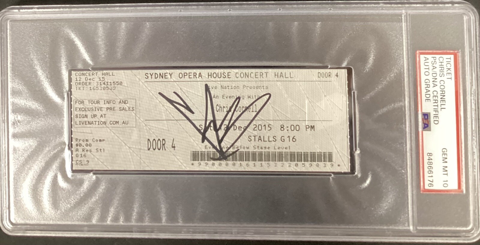 Chris Cornell Signed Ticket 2015 Full Concert PSA/DNA Grunge God Autograph MT 10