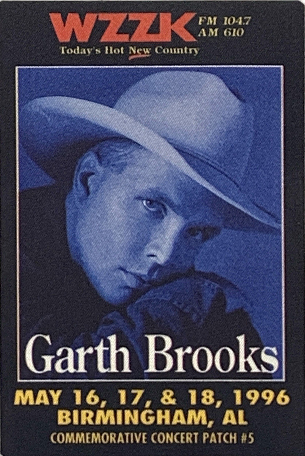 Garth Brooks Concert Tour 1996 WZZK Radio Birmingham, AL Concert Patch Unused 1