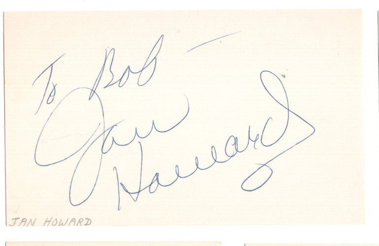 Jan Howard Signed Index Card / Autographed Singer