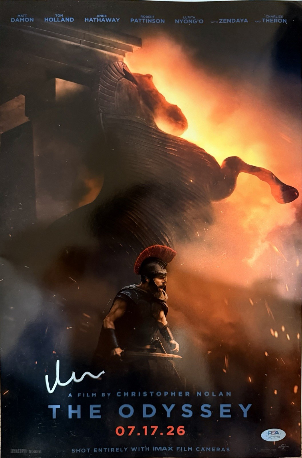 MATT DAMON SIGNED THE ODYSSEY ODYSSEUS 12×18 POSTER PHOTO NOLAN FILM PSA/DNA COA