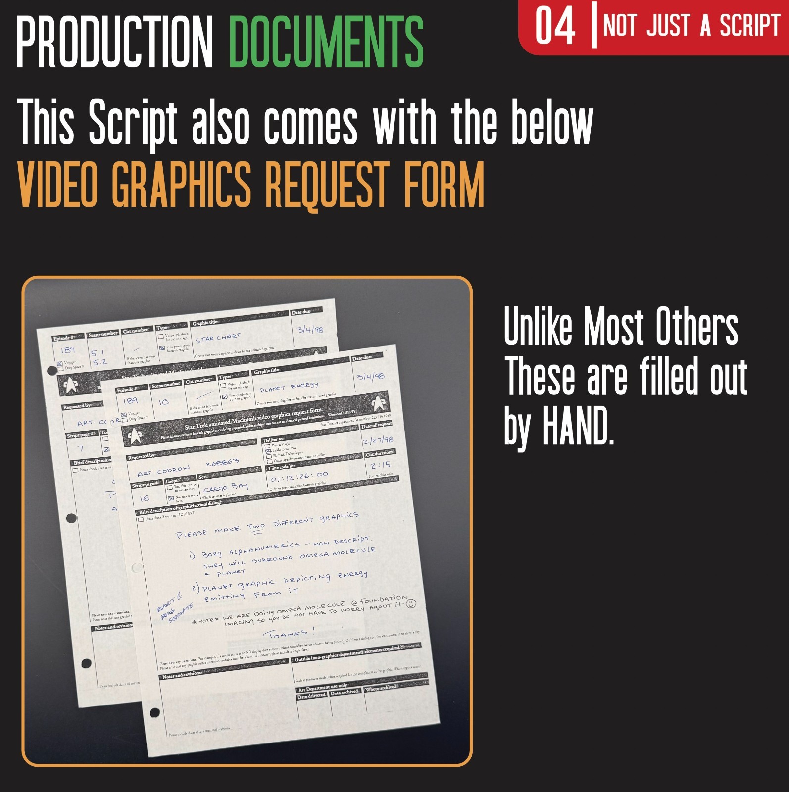 Star Trek Voyager Script LOT w/Prod.Docs |CREW-Used w/COA| The Omega Directive