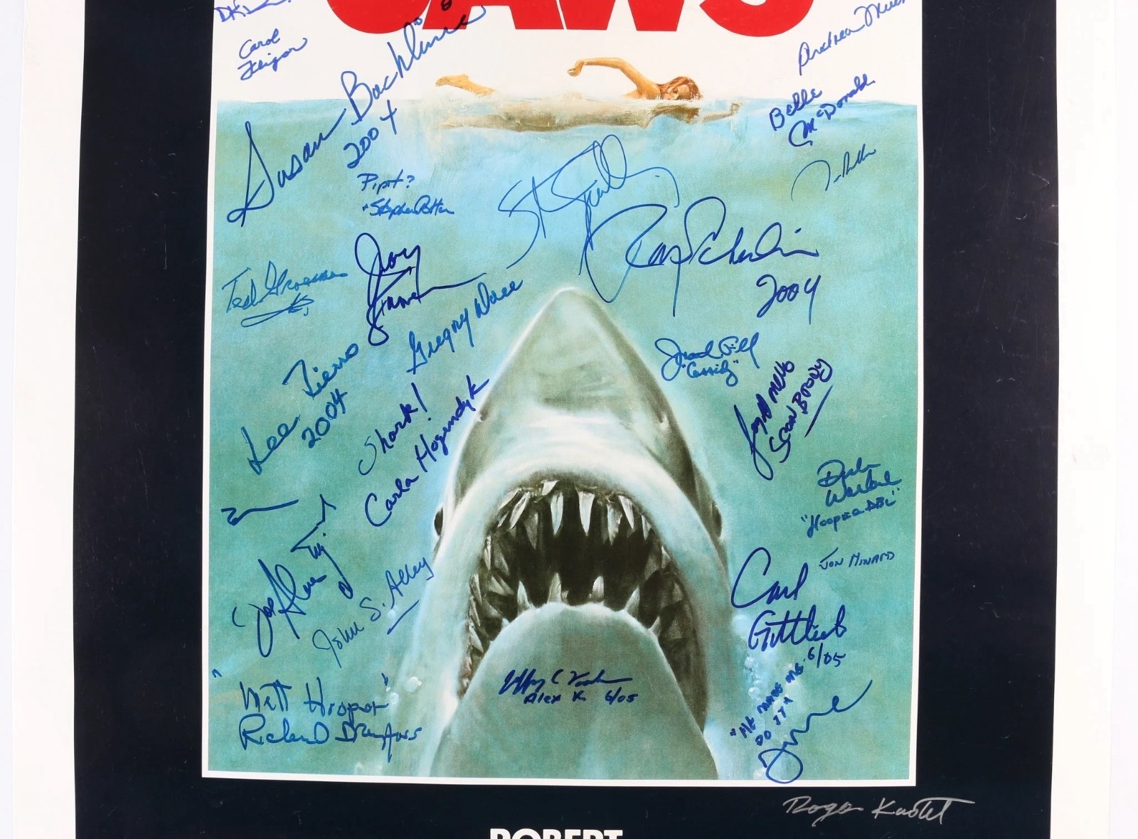 Jaws CAST SIGNED by 35 Poster Roy Scheider Spielberg Dreyfuss 1 OF KIND PROOF