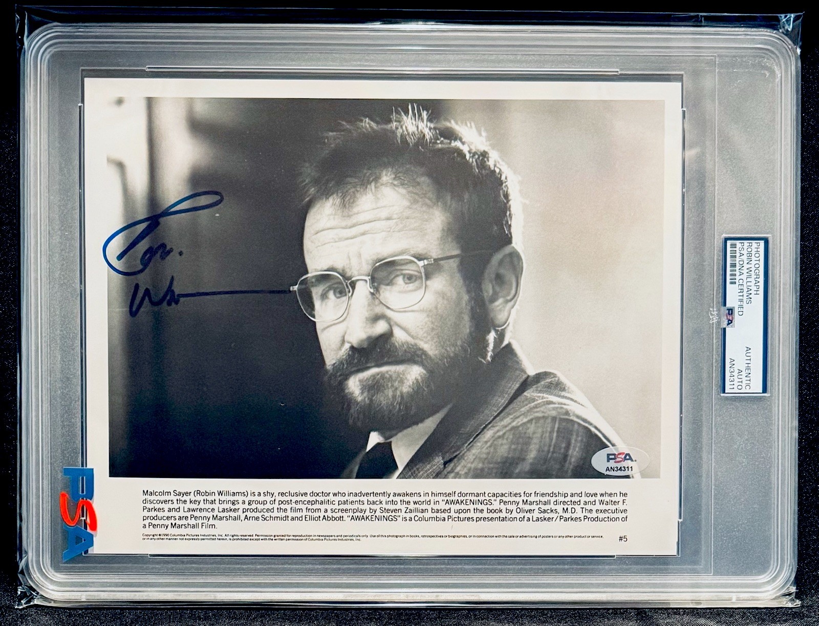 PSA DNA Robin Williams Signed ✍️ 8×10 Photo 1990 Awakenings Slabbed Encapsulated