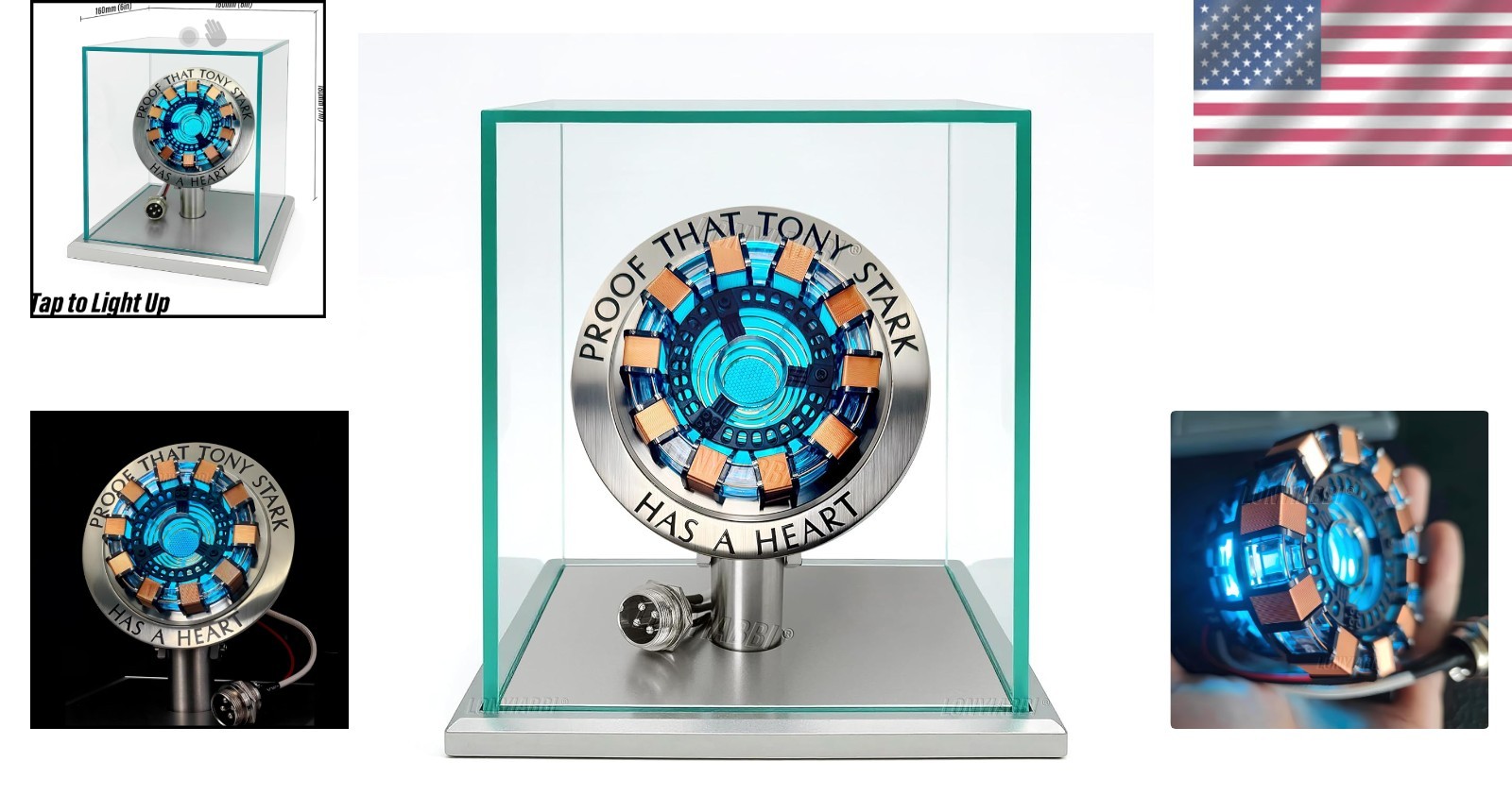 Arc Reactor MK1 1:1 Scale USB LED Light with Sensor & Display Case – Collecto…