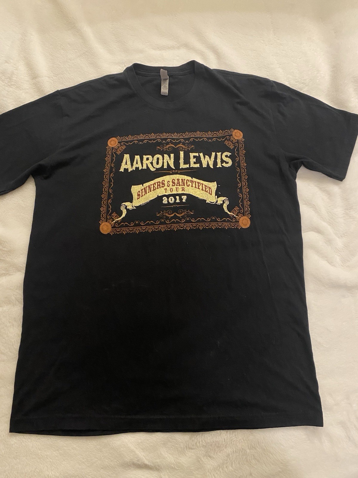 Aaron Lewis Sinners & Sanctified Tour 2017 Black T-Shirt, Size L