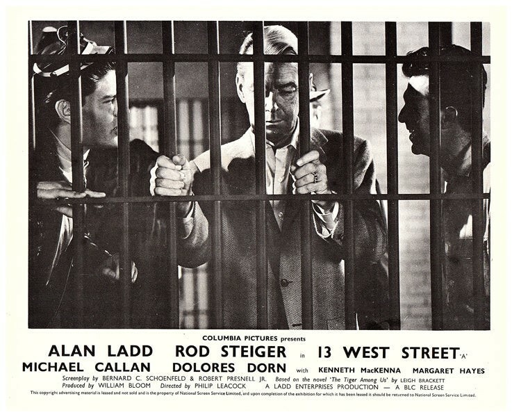 13 West Street Original Lobby Card Alan Ladd with criminals behind bars in jail