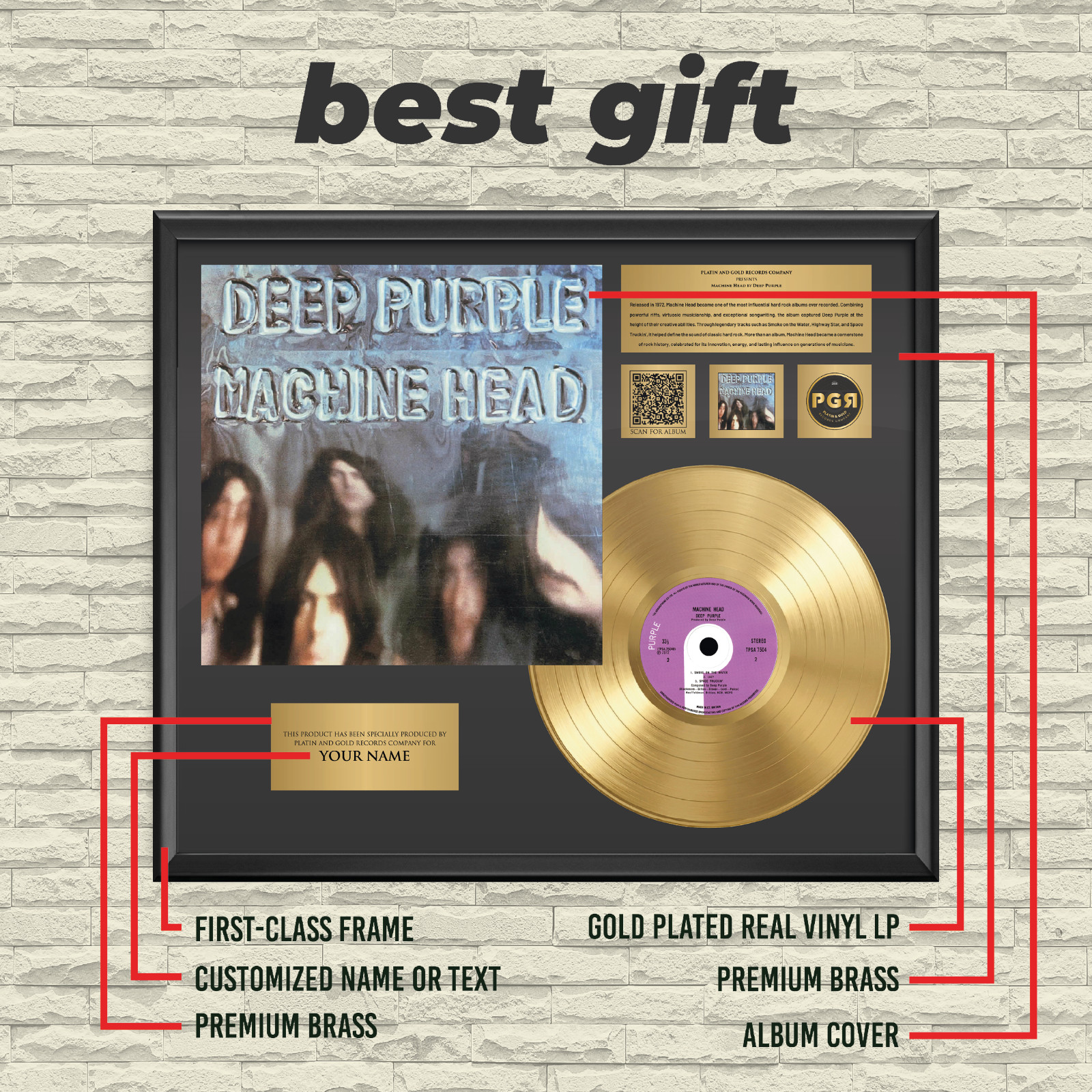 Gold Plated LP Vinyl – Deep Purple – Memorabilia Music Gift | PGR
