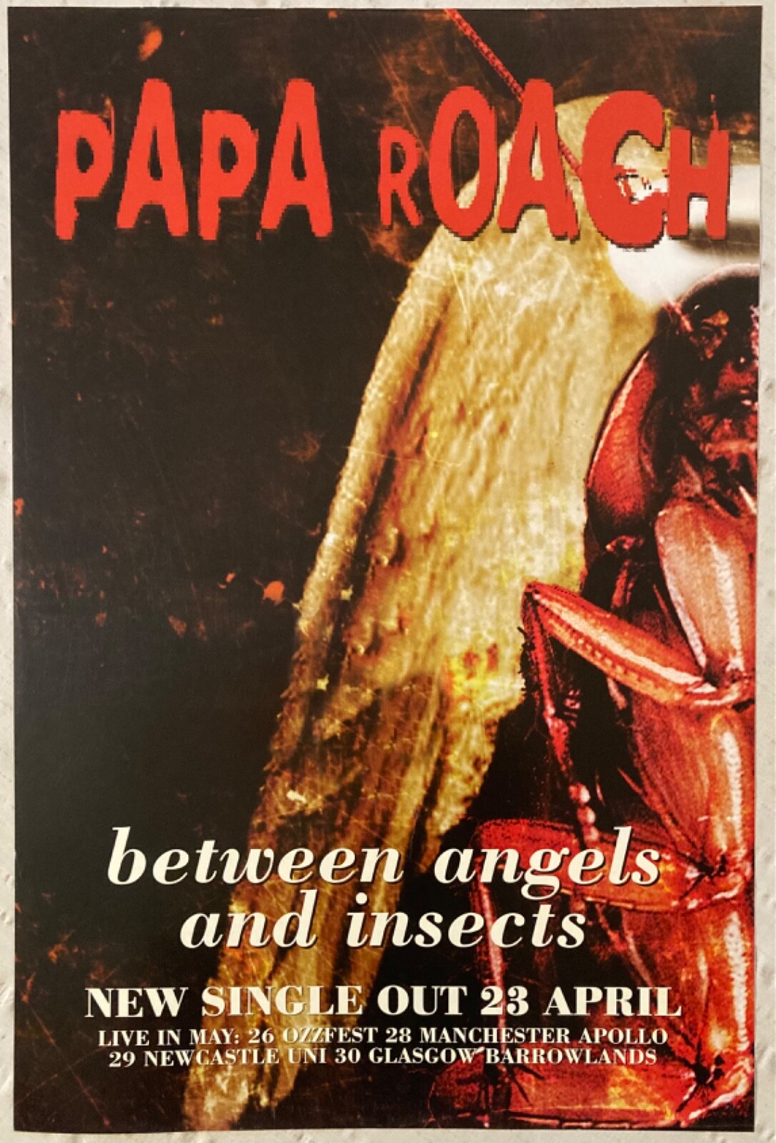 Papa Roach 2000 British Promo Tour Poster Between Angels And Insects N