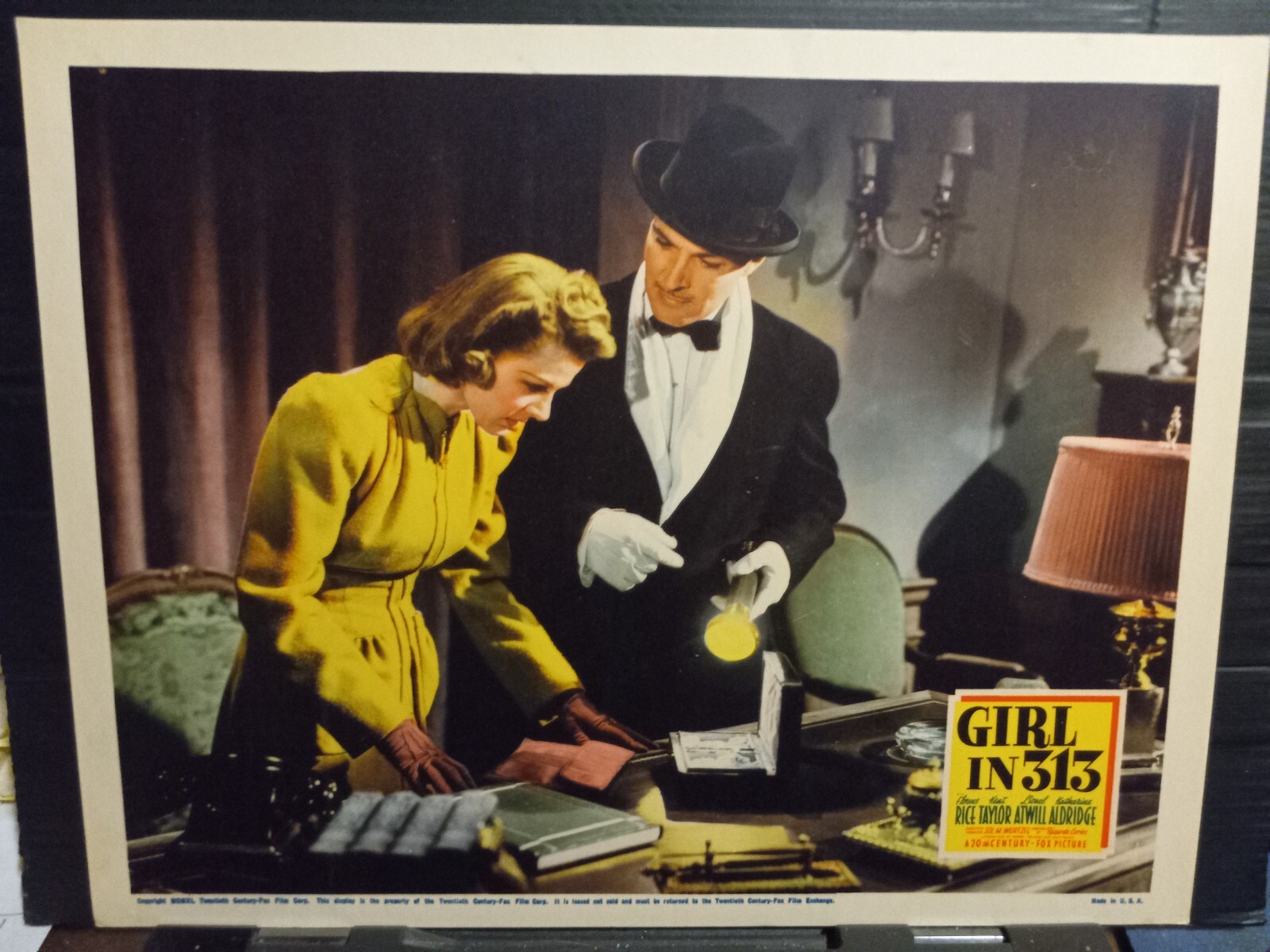 Lobby Card 1940 GIRL IN 313 K Taylor Florence Rice undercover agent find jewels