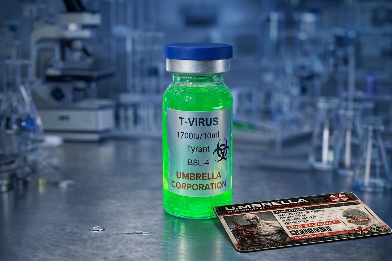 Single Umbrella Corporation 10ml crimped glass vial green T-Virus Resident Evil