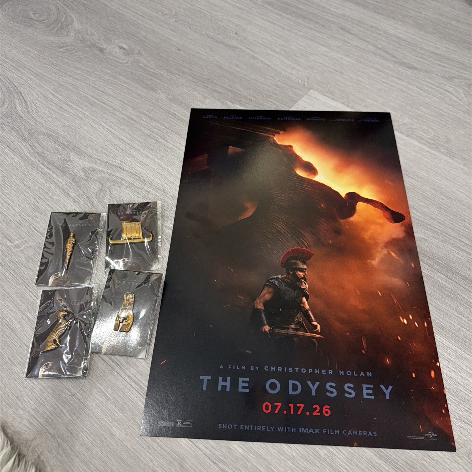 Christopher Nolan’s The Odyssey 2026 Authentic Movie Poster and 4 pins