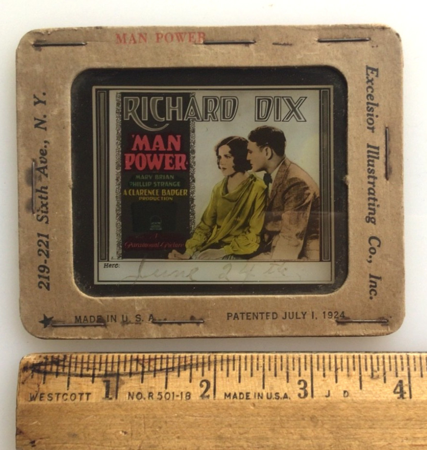 Excelsior Silent Film Movie Glass Slide Man Power Richard Dix C Badger 1927 Vtg