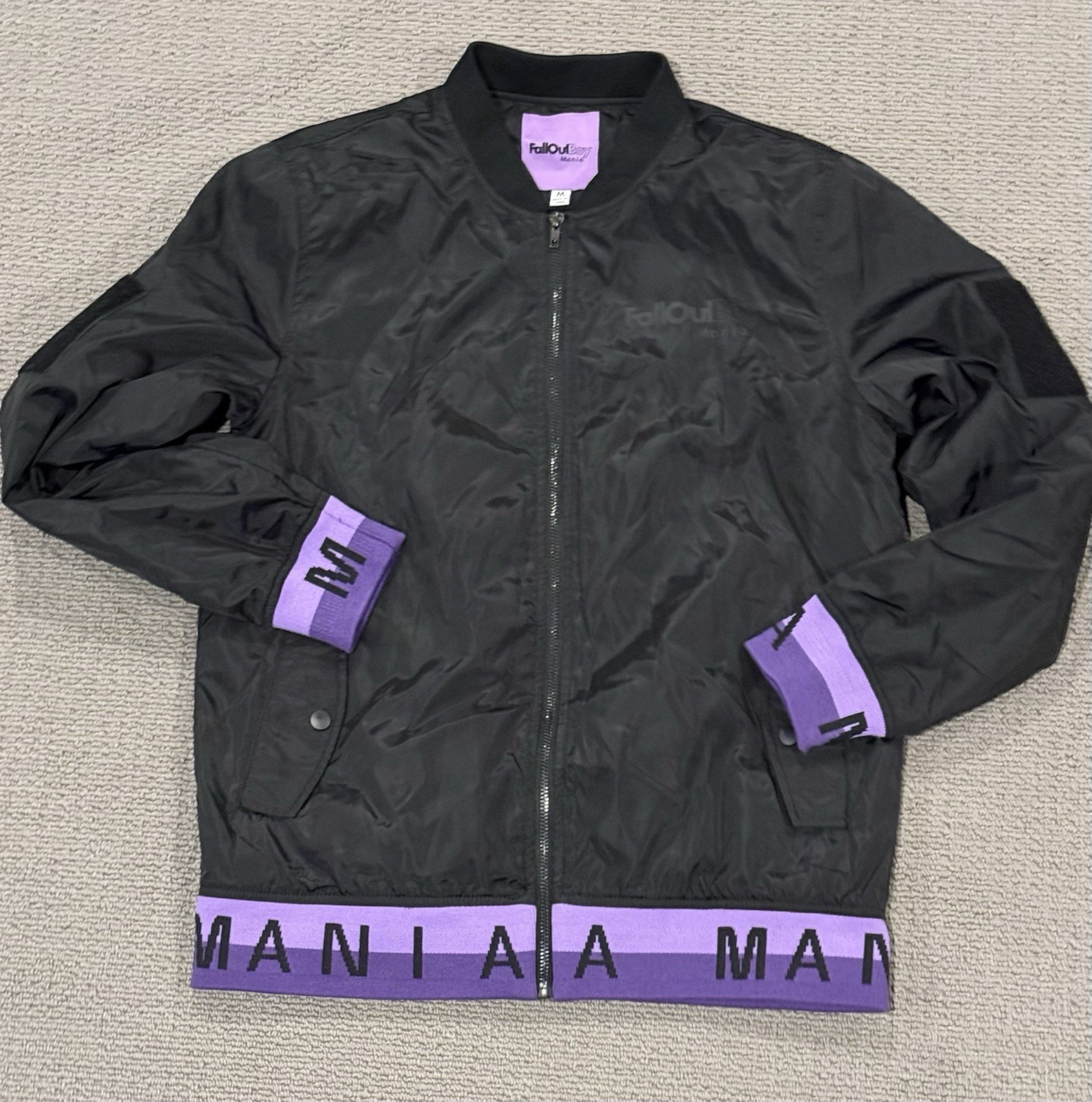 Fall Out Boy Mania Tour Original Black Jacket with Purple Trim Rock & Pop size M