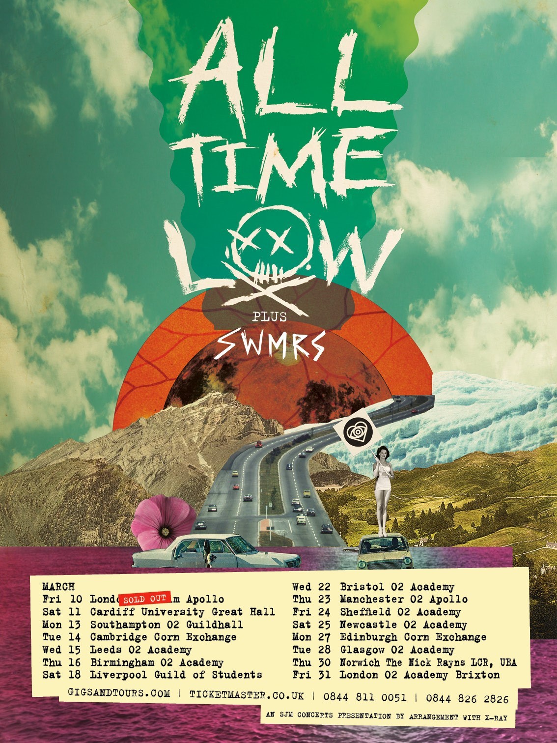 ALL TIME LOW / SWMRS 2017 UNITED KINGDOM CONCERT POSTER – Pop/Punk Rock Music