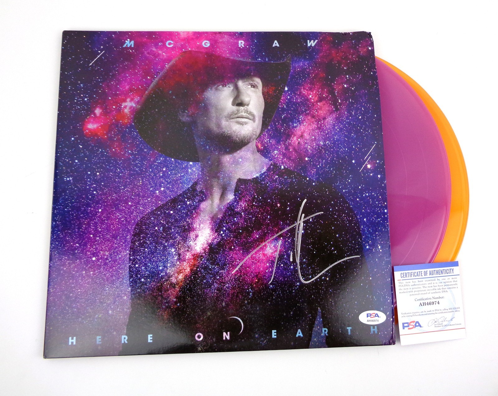 Tim McGraw Country Signed Autograph Here On Earth Vinyl Record Album PSA/DNA COA