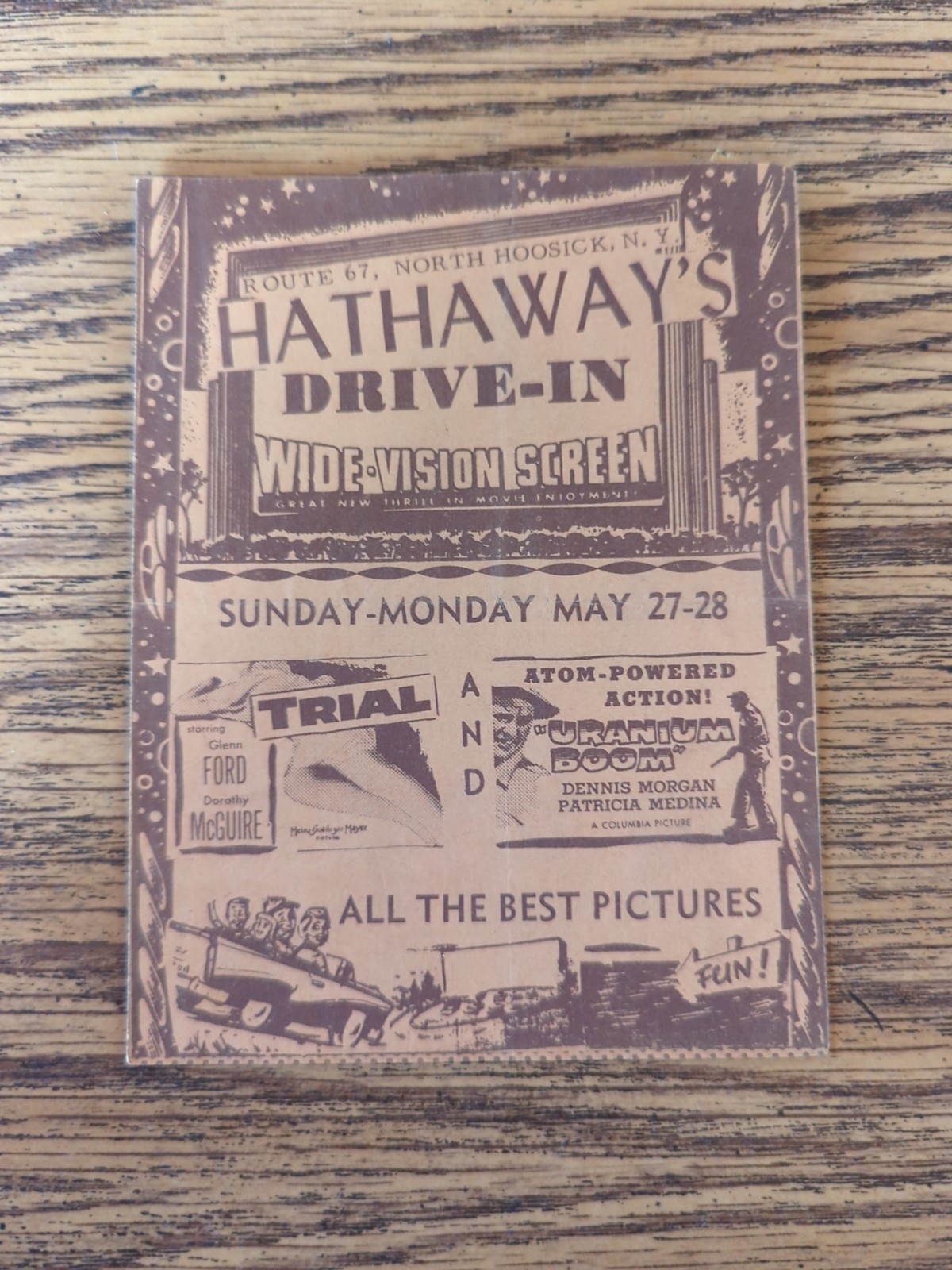 Vintage Hathaway’s North Hoosick New York NY Drive In Movie Theater Program