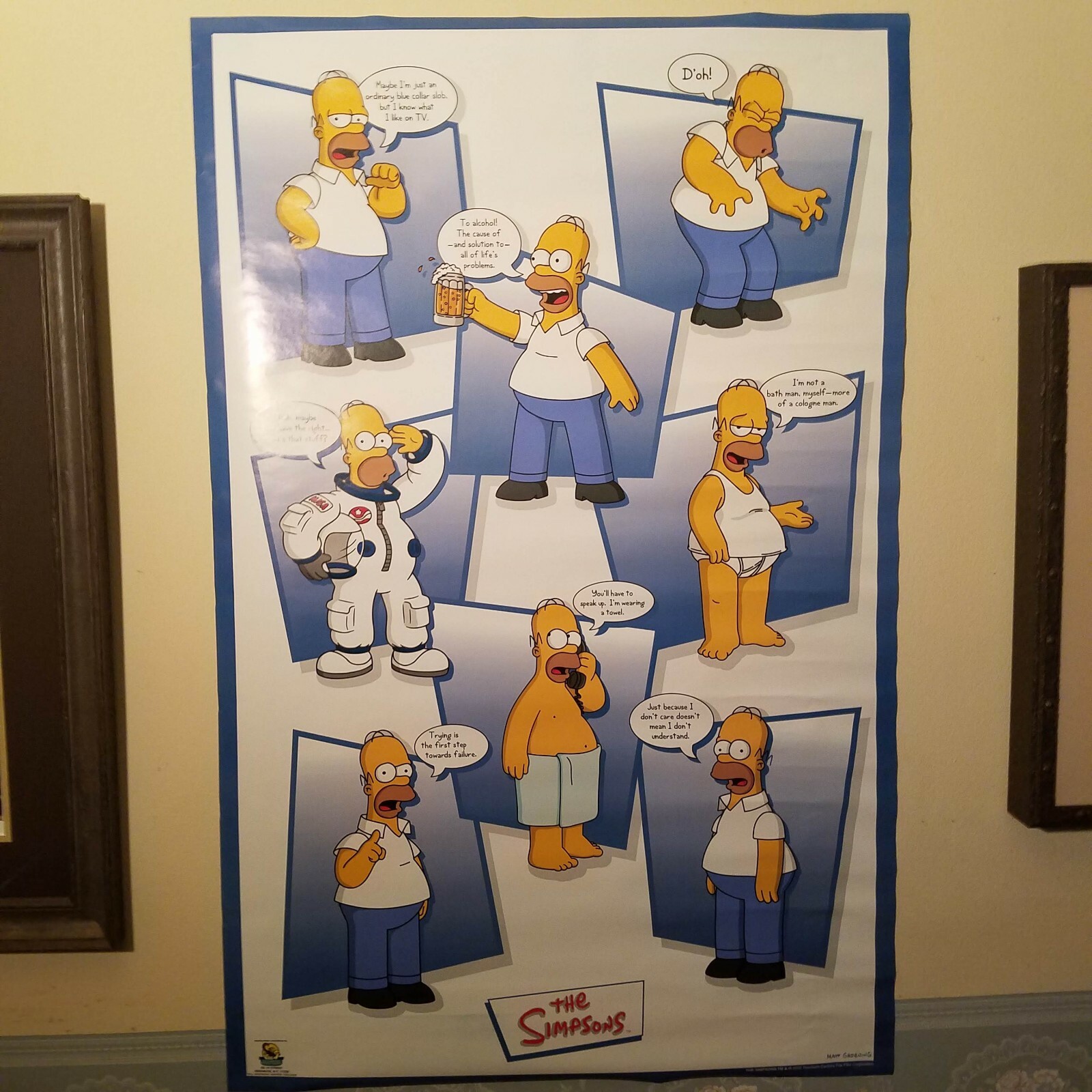 The Simpsons, Homer Simpson quotes poster. Measures at 22 3/8″x 34 1/2″
