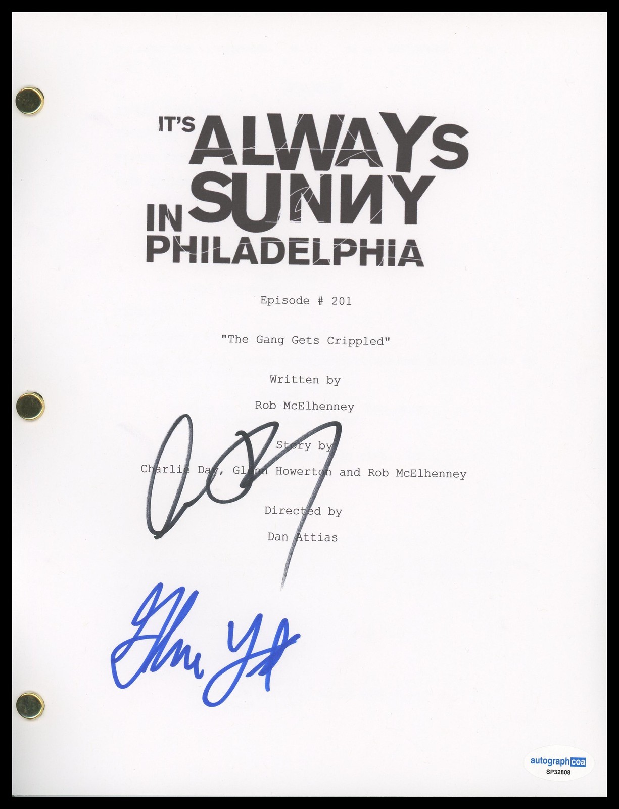 Charlie Day & Glenn Howerton “It’s Always Sunny in Philadelphia” SIGNED Script C