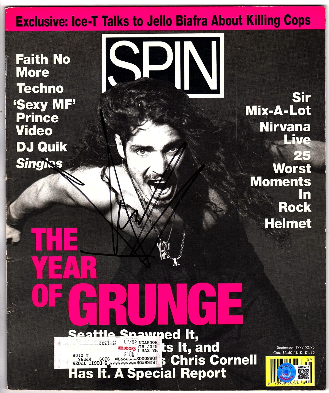 CHRIS CORNELL Signed Autographed Spin Magazine Soundgarden Beckett BAS #AB16714
