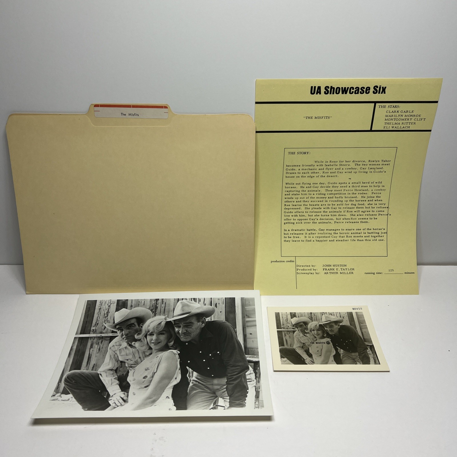 1961 The Misfits Press Kit Marilyn Monroe Clark Gable Photos Synopsis UA TV