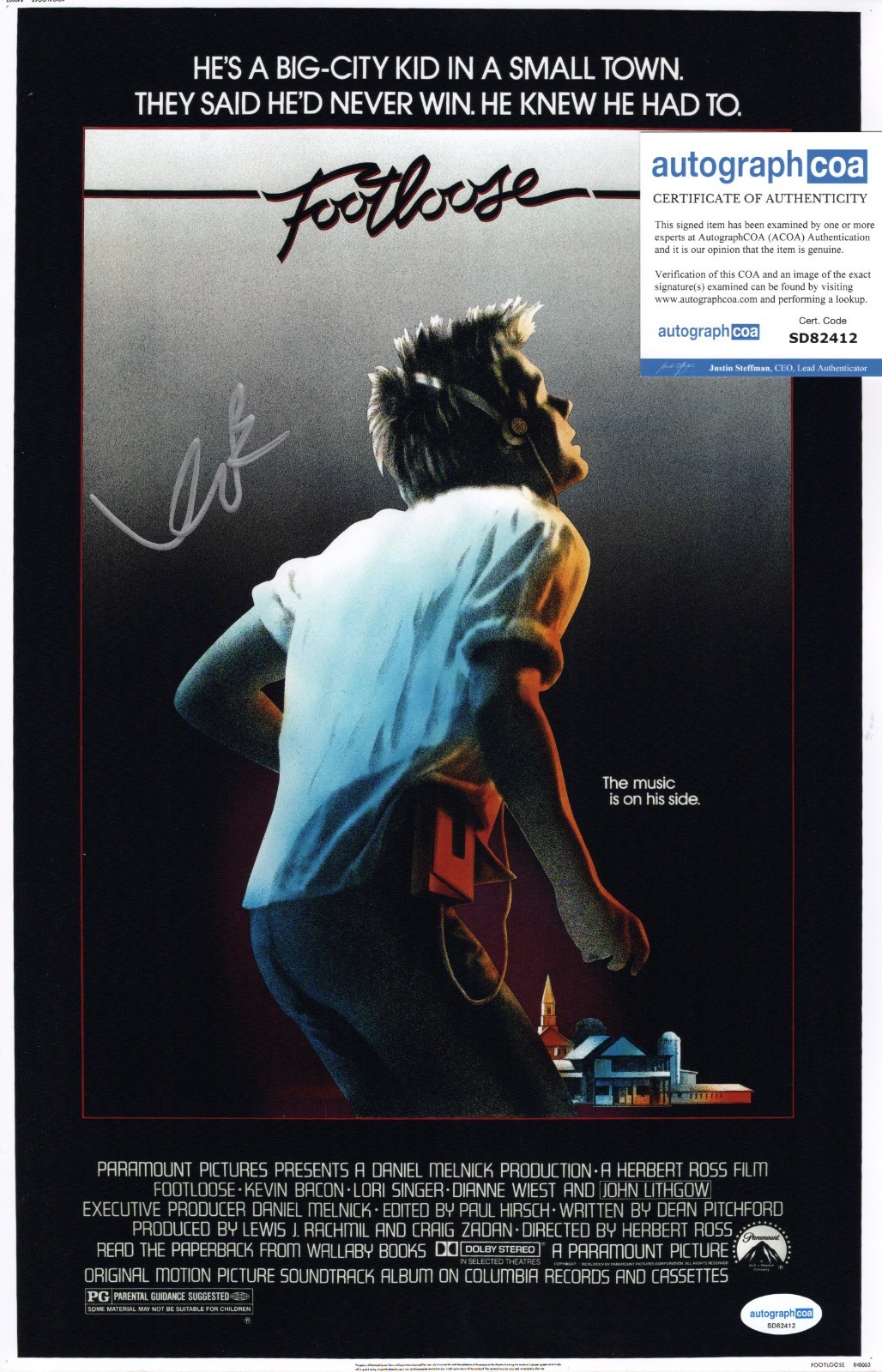 KEVIN BACON Signed FOOTLOOSE 11×17 Movie Poster Photo ACOA