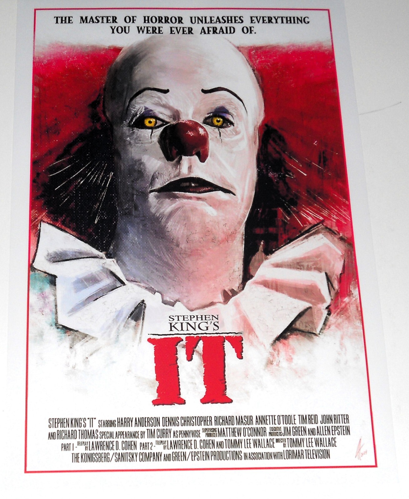 IT (TV Version) 1990 Stephen King Poster 19″x13″ Pennywise Clown / Tim Curry