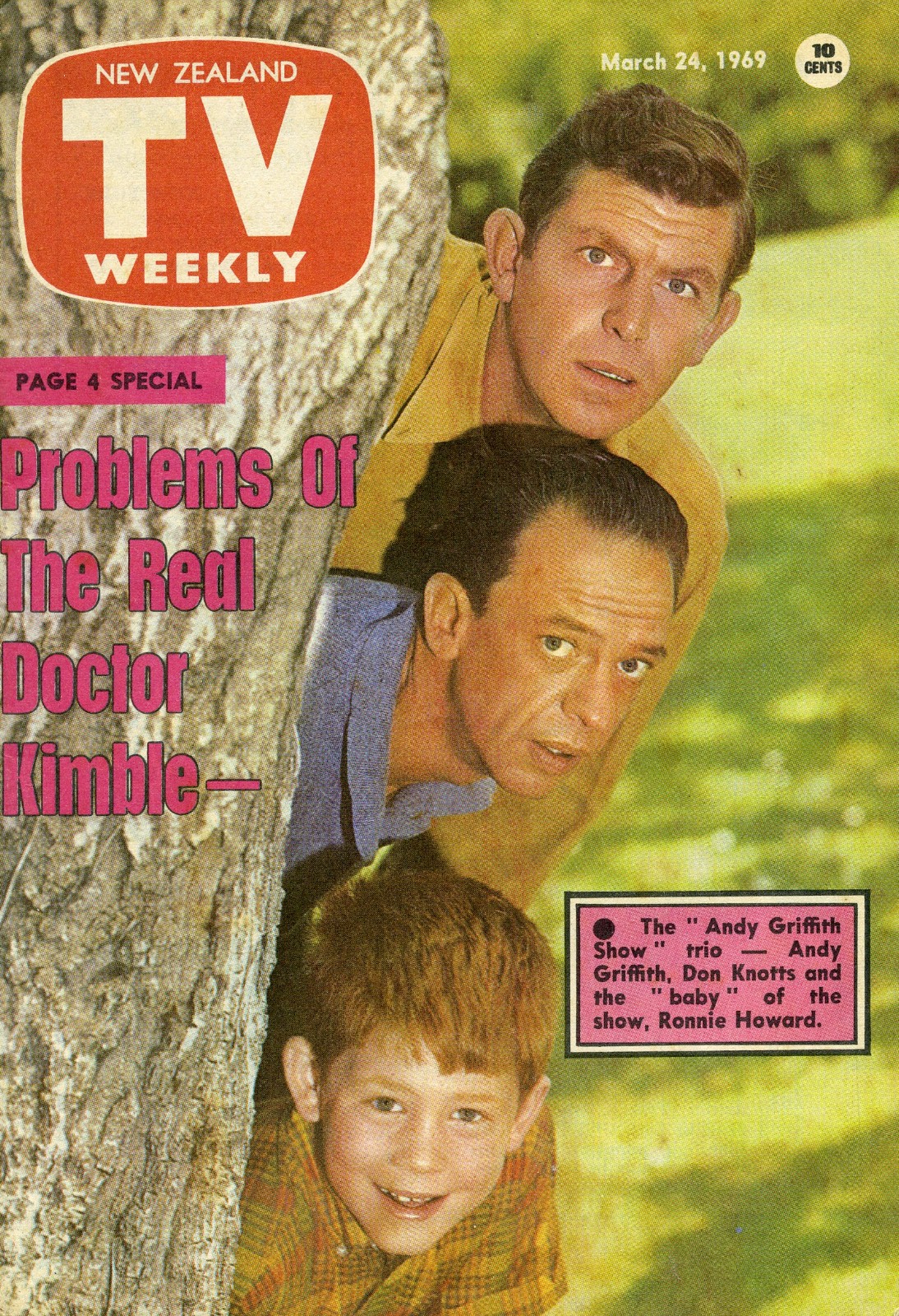Andy Griffith Show – Andy, Don, Ron Howard TV Weekly – New Zealand 1969 – RARE