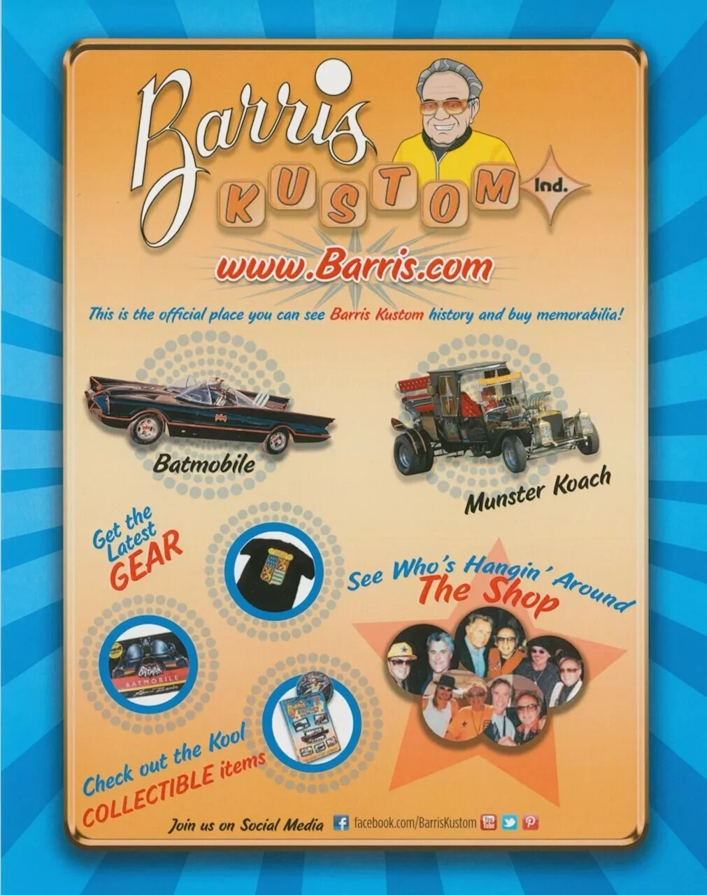George Barris SIGNED Batman Batmobile Photo / Adam West & Burt Ward TV Show