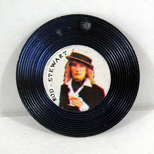 1976 Rod Stewart Metal Record Necklace Charm A Night On The Town Old Stock