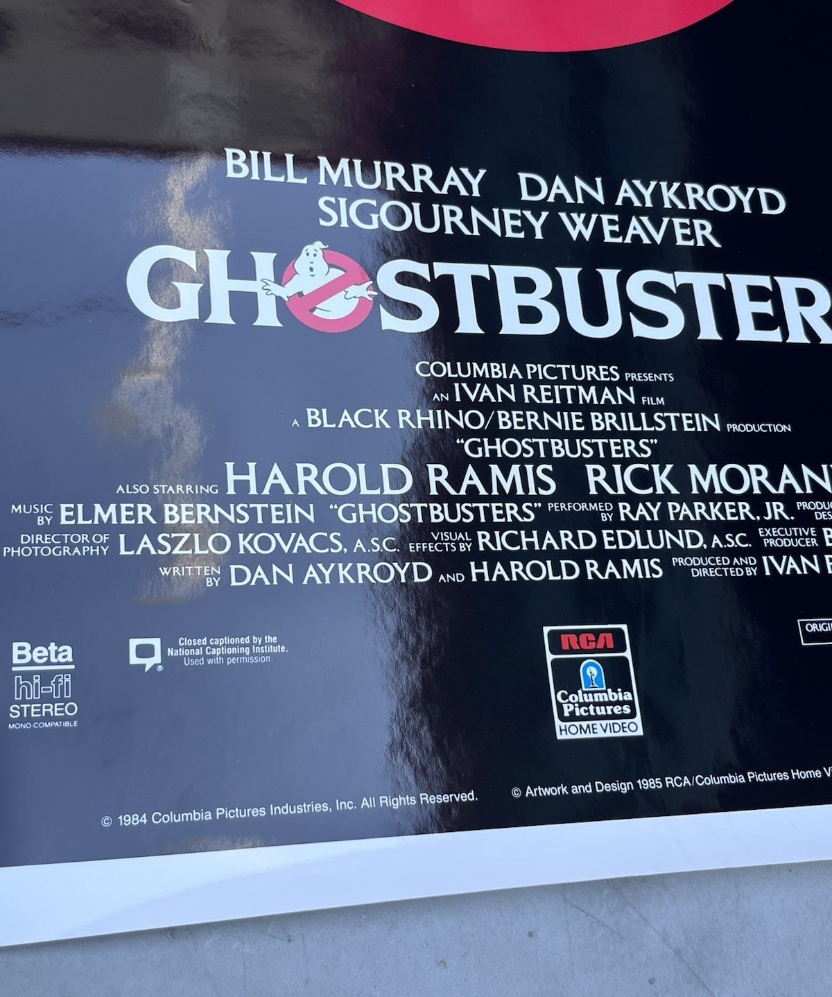 1985 Ghostbusters RCA VHS Movie Glossy Poster 27×41″ Murray Aykroyd